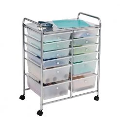 Steel/Plastic Clear/Chrome Craft Storage Cart with Square Knobs by Honey-Can-Do