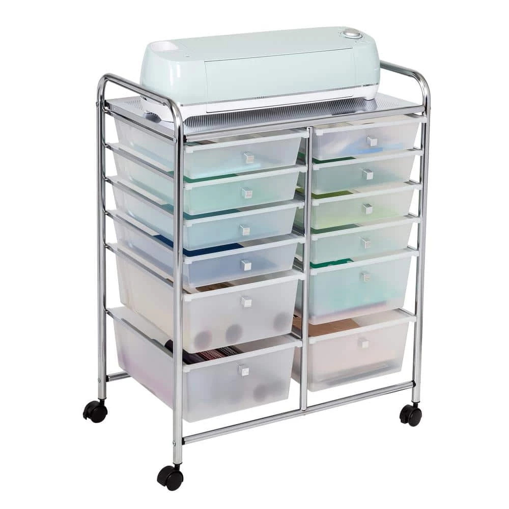 Steel/Plastic Clear/Chrome Craft Storage Cart with Square Knobs by Honey-Can-Do 4 Steel/Plastic Clear/Chrome Craft Storage Cart with Square Knobs by Honey-Can-Do - Image 2