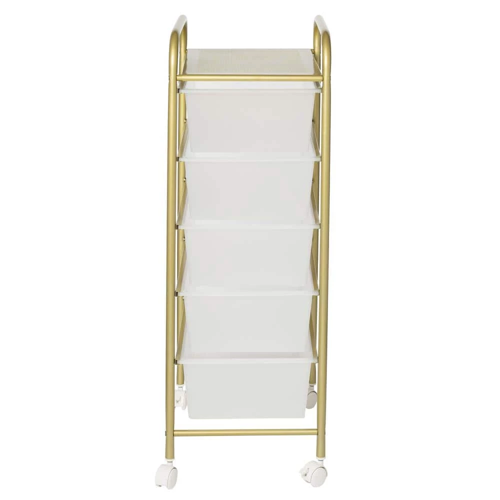 5-Drawer Rolling Storage Cart with Plastic Drawers in Gold by Honey-Can-Do 6 5-Drawer Rolling Storage Cart with Plastic Drawers in Gold by Honey-Can-Do - Image 4