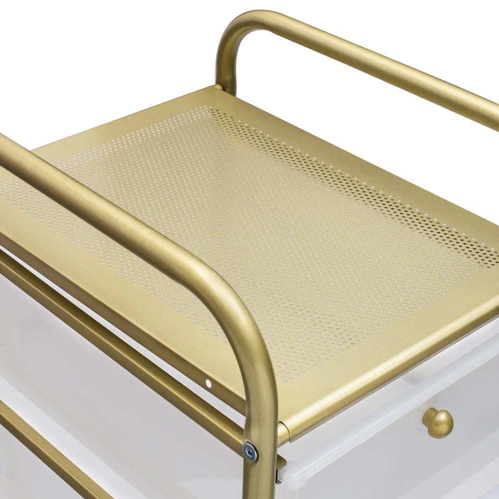 5-Drawer Rolling Storage Cart with Plastic Drawers in Gold by Honey-Can-Do 7 5-Drawer Rolling Storage Cart with Plastic Drawers in Gold by Honey-Can-Do - Image 5