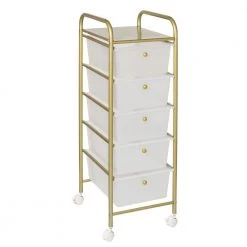5-Drawer Rolling Storage Cart with Plastic Drawers in Gold by Honey-Can-Do