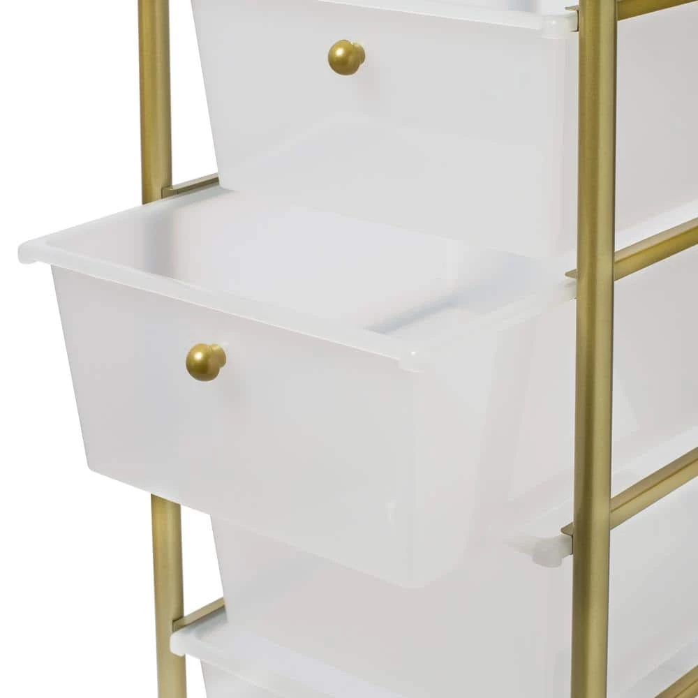 5-Drawer Rolling Storage Cart with Plastic Drawers in Gold by Honey-Can-Do 8 5-Drawer Rolling Storage Cart with Plastic Drawers in Gold by Honey-Can-Do - Image 6