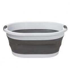 Dark Gray/White Collapsible Rubber Laundry Baskets (Set of 2) by Honey-Can-Do 12 Dark Gray/White Collapsible Rubber Laundry Baskets (Set of 2) by Honey-Can-Do -Carnegy Avenue Sales dark gray white honey can do laundry baskets hmp 09825 1f 1000