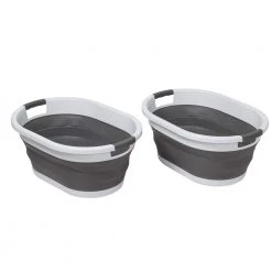 Dark Gray/White Collapsible Rubber Laundry Baskets (Set of 2) by Honey-Can-Do 10 Dark Gray/White Collapsible Rubber Laundry Baskets (Set of 2) by Honey-Can-Do -Carnegy Avenue Sales dark gray white honey can do laundry baskets hmp 09825 c3 1000