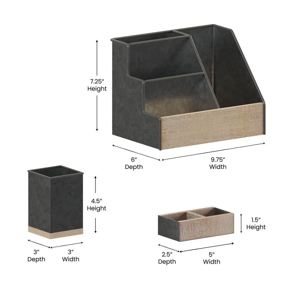Galvanized Desk Organizer by Carnegy Avenue 7 Galvanized Desk Organizer by Carnegy Avenue - Image 5