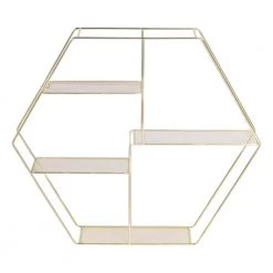4.72 in. D x 23.82 in. L x 20.87 in. H Gold Steel 4-Tier Floating Decorative Wall Shelf by Honey-Can-Do -Carnegy Avenue Sales gold honey can do decorative shelving shf 09352 4f 1000
