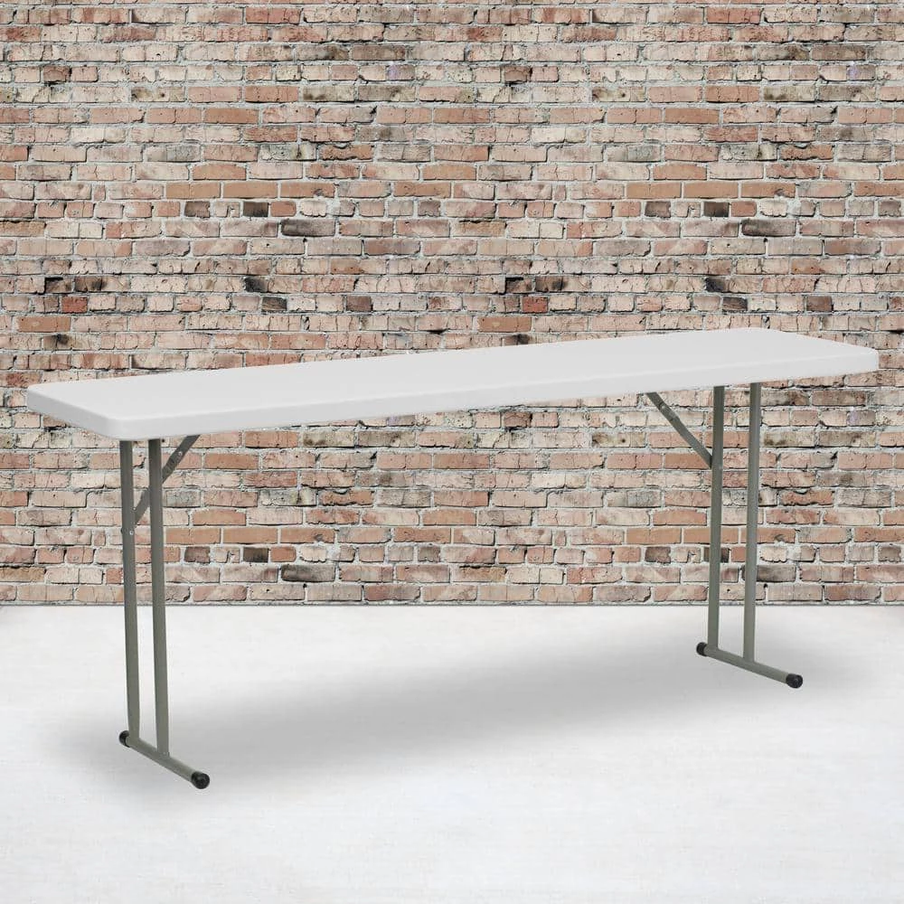 72 in. Granite White Plastic Tabletop Metal Frame Folding Table by Carnegy Avenue 8 72 in. Granite White Plastic Tabletop Metal Frame Folding Table by Carnegy Avenue - Image 6