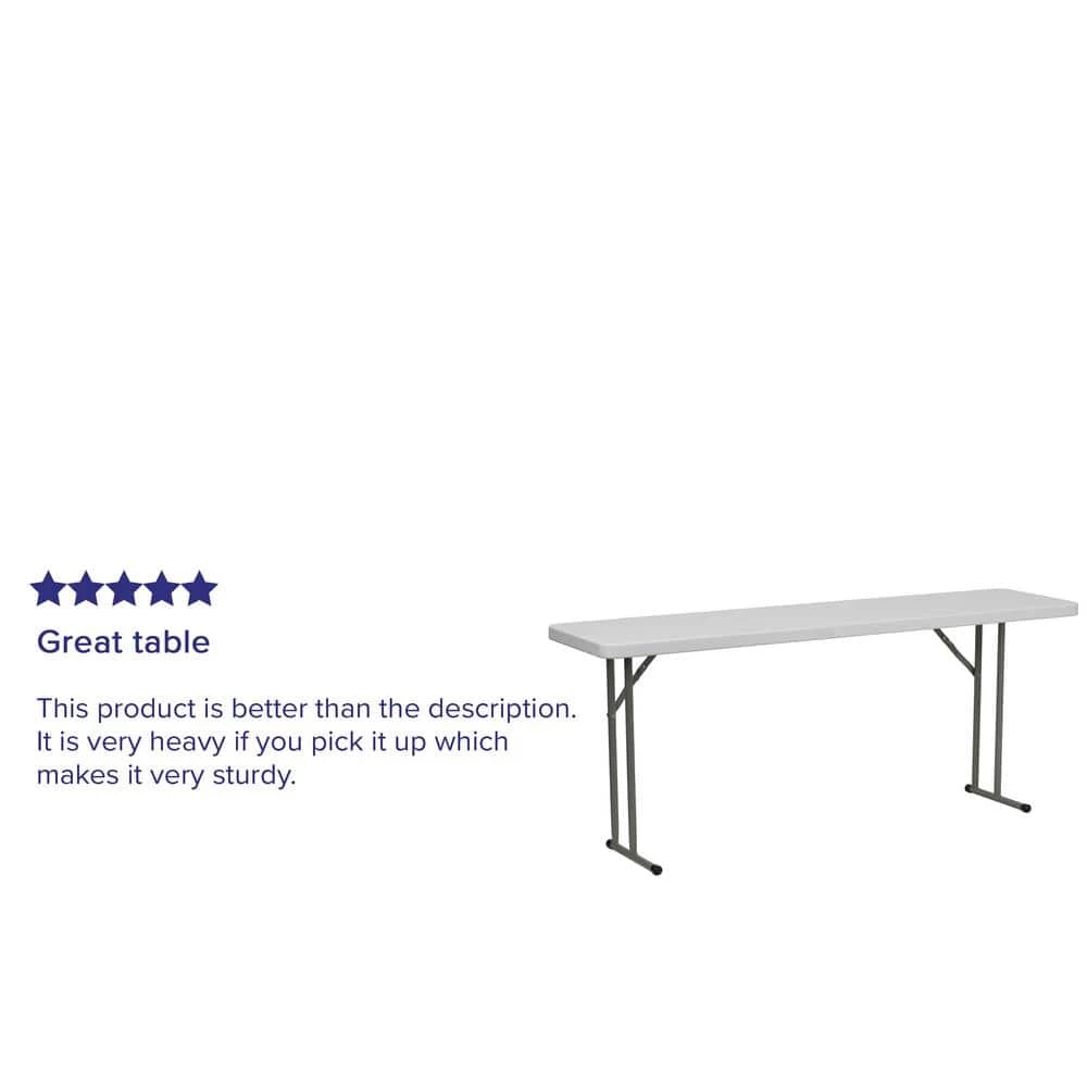 72 in. Granite White Plastic Tabletop Metal Frame Folding Table by Carnegy Avenue 7 72 in. Granite White Plastic Tabletop Metal Frame Folding Table by Carnegy Avenue - Image 5