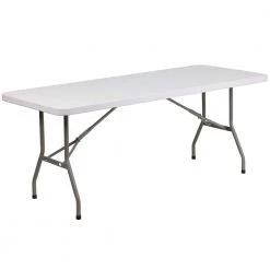72 in. Granite White Plastic Tabletop Metal Frame Folding Table by Carnegy Avenue