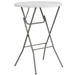 31.25 in. Granite White Plastic Tabletop Metal Frame Folding Table by Carnegy Avenue