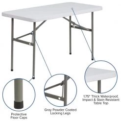 48.25 in. Granite White Plastic Tabletop Metal Frame Folding Table by Carnegy Avenue -Carnegy Avenue Sales granite white carnegy avenue folding tables cga flf 20738 gr hd 44 1000
