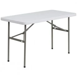 48.25 in. Granite White Plastic Tabletop Metal Frame Folding Table by Carnegy Avenue