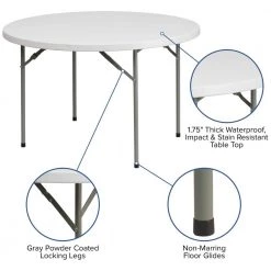 48 in. Granite White Plastic Tabletop Metal Frame Folding Table by Carnegy Avenue -Carnegy Avenue Sales granite white carnegy avenue folding tables cga rb 14922 gr hd 44 1000