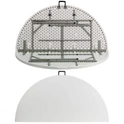 60.5 in. Granite White Plastic Tabletop Metal Frame Folding Table by Carnegy Avenue -Carnegy Avenue Sales granite white carnegy avenue folding tables cga rb 20746 gr hd 1f 1000