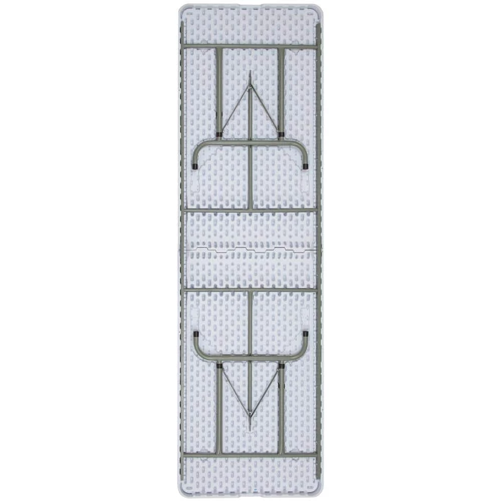 96 in. Granite White Plastic Tabletop Metal Frame Folding Table by Carnegy Avenue 5 96 in. Granite White Plastic Tabletop Metal Frame Folding Table by Carnegy Avenue - Image 3