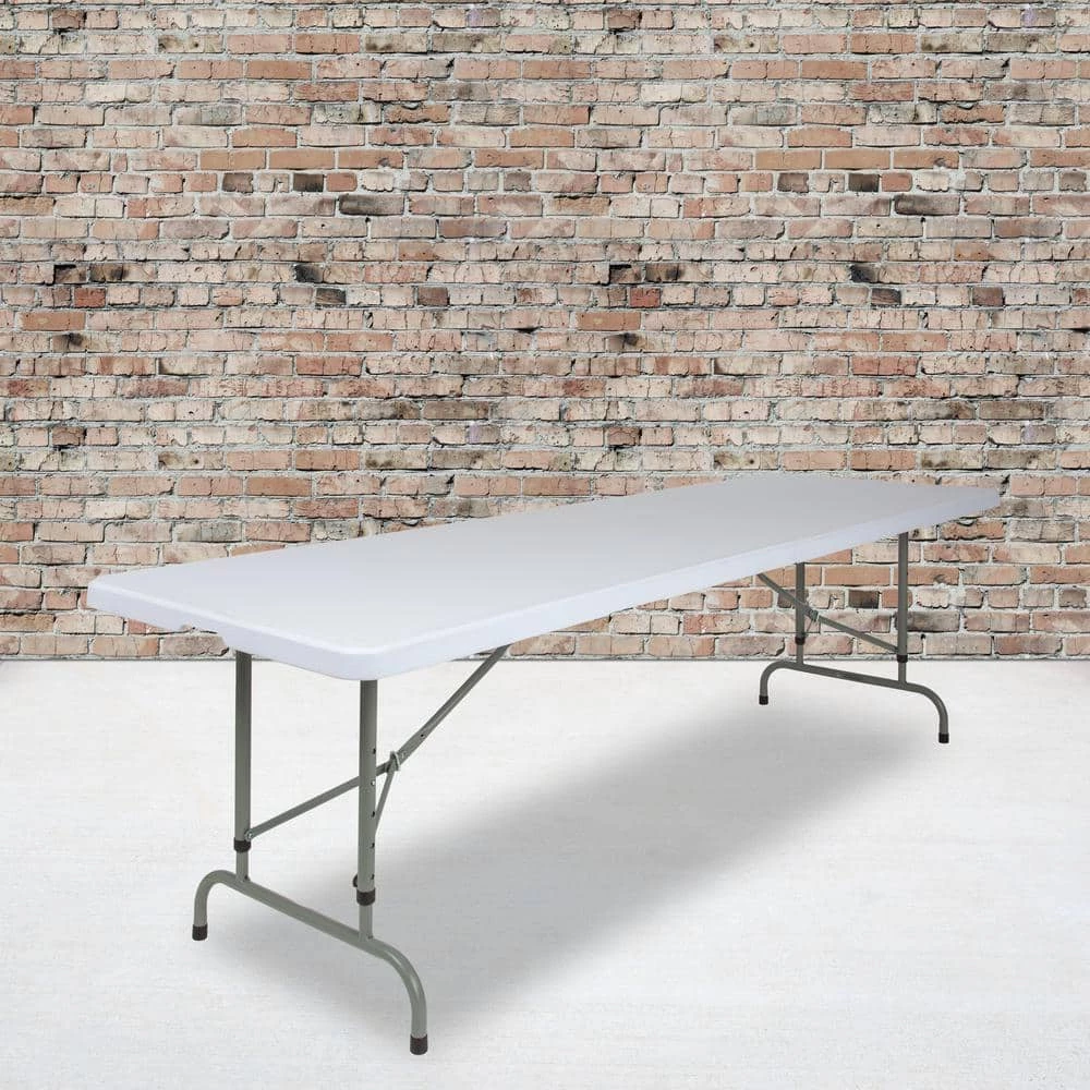 96 in. Granite White Plastic Tabletop Metal Frame Folding Table by Carnegy Avenue 11 96 in. Granite White Plastic Tabletop Metal Frame Folding Table by Carnegy Avenue - Image 9