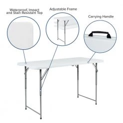 4-ft Granite White Plastic Adjustable Bi-Fold Folding Table (1 Pack) by Carnegy Avenue 18 4-ft Granite White Plastic Adjustable Bi-Fold Folding Table (1 Pack) by Carnegy Avenue -Carnegy Avenue Sales granite white carnegy avenue folding tables cga rb 487020 gr hd 44 1000