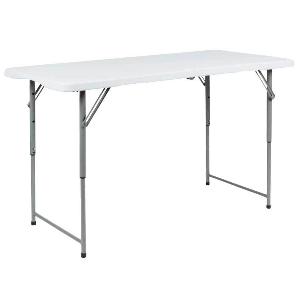 4-ft Granite White Plastic Adjustable Bi-Fold Folding Table (1 Pack) by Carnegy Avenue 3 4-ft Granite White Plastic Adjustable Bi-Fold Folding Table (1 Pack) by Carnegy Avenue