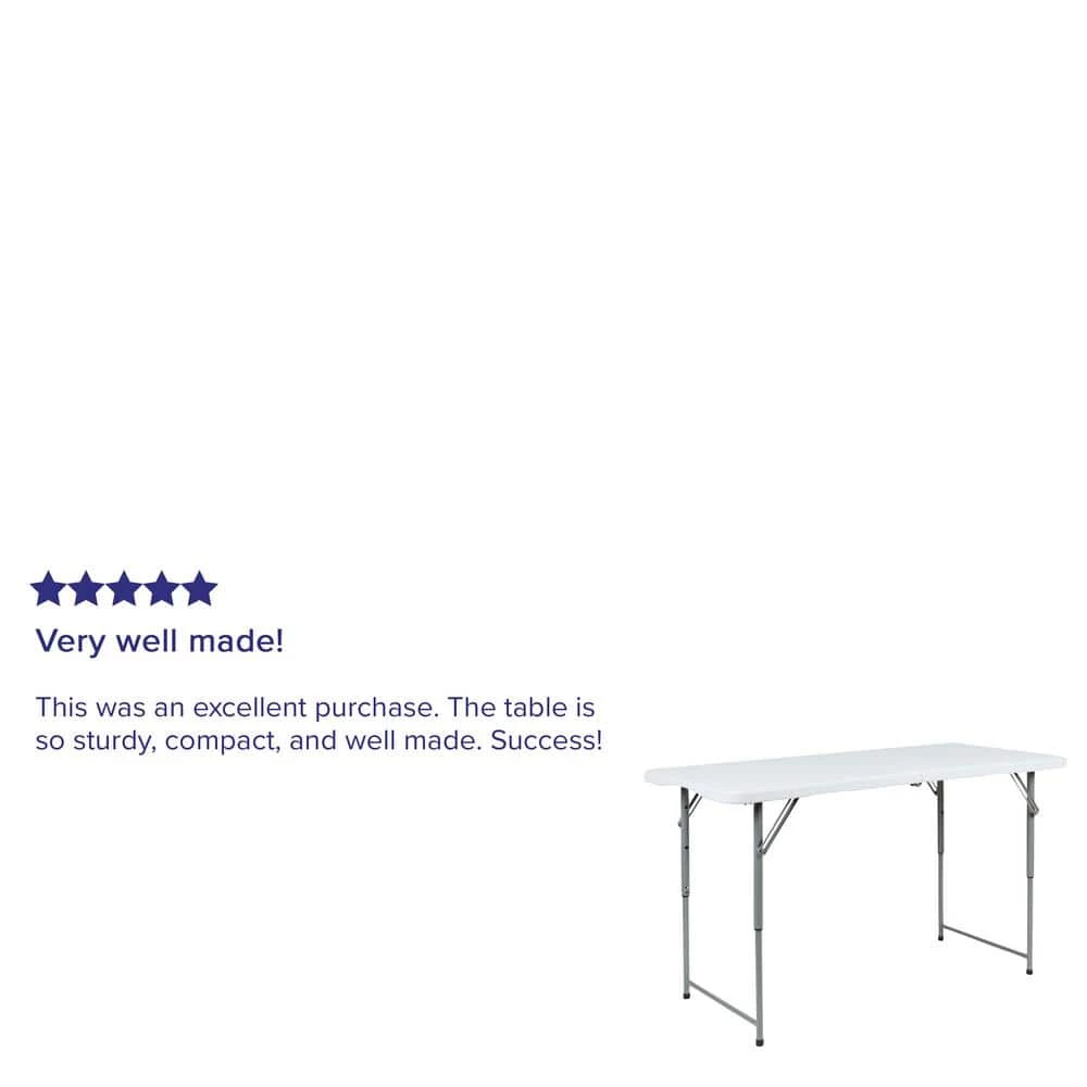 4-ft Granite White Plastic Adjustable Bi-Fold Folding Table (1 Pack) by Carnegy Avenue 11 4-ft Granite White Plastic Adjustable Bi-Fold Folding Table (1 Pack) by Carnegy Avenue - Image 9
