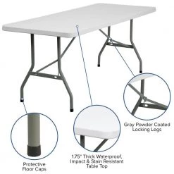 72 in. Granite White Plastic Tabletop Metal Frame Folding Table by Carnegy Avenue -Carnegy Avenue Sales granite white carnegy avenue folding tables cga rb 5442 gr hd 44 1000
