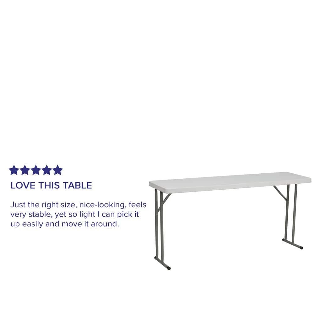 60 in. Granite White Plastic Tabletop Metal Frame Folding Table by Carnegy Avenue 8 60 in. Granite White Plastic Tabletop Metal Frame Folding Table by Carnegy Avenue - Image 6