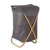 Gray and Bamboo Collapsible Canvas Hamper with Handles by Honey-Can-Do -Carnegy Avenue Sales gray bamboo honey can do hampers hmp 09061 64 1000