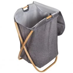 Gray and Bamboo Collapsible Canvas Hamper with Handles by Honey-Can-Do -Carnegy Avenue Sales gray bamboo honey can do hampers hmp 09061 fa 1000