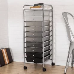 10-Drawer Rolling Storage Cart, Shaded by Honey-Can-Do -Carnegy Avenue Sales gray black honey can do craft storage crt 05255 31 1000