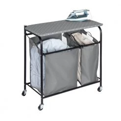Gray Steel Uneven Clothes Sorter with Ironing Board by Honey-Can-Do -Carnegy Avenue Sales gray black honey can do laundry sorters srt 09451 c3 1000