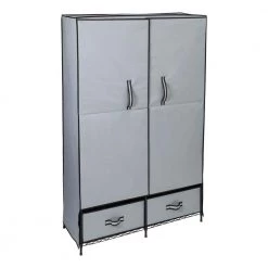 70 in. H x 45 in. W x 18 in. D Gray Polyester and Steel Portable Closet with 2 Drawers by Honey-Can-Do