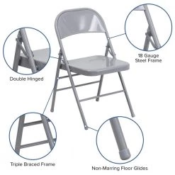 Gray Metal Folding Chair (2-Pack) by Carnegy Avenue -Carnegy Avenue Sales gray carnegy avenue folding chairs cga rb 275032 gr hd 44 1000