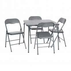 5-Piece Gray Folding Card Table and Chair Set by Carnegy Avenue