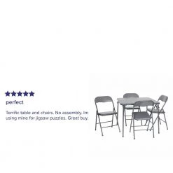 5-Piece Gray Folding Card Table and Chair Set by Carnegy Avenue -Carnegy Avenue Sales gray carnegy avenue folding table sets cga jb 500007 gr hd 76 1000