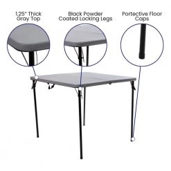 34 in. x 34 in. Gray Square Plastic Folding Table by Carnegy Avenue -Carnegy Avenue Sales gray carnegy avenue folding tables cga dad 488696 gr hd 44 1000