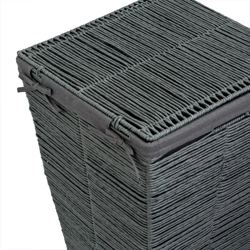 Coastal Collection Grey Rolled Paper Laundry Hamper by Honey-Can-Do 6 Coastal Collection Grey Rolled Paper Laundry Hamper by Honey-Can-Do - Image 4