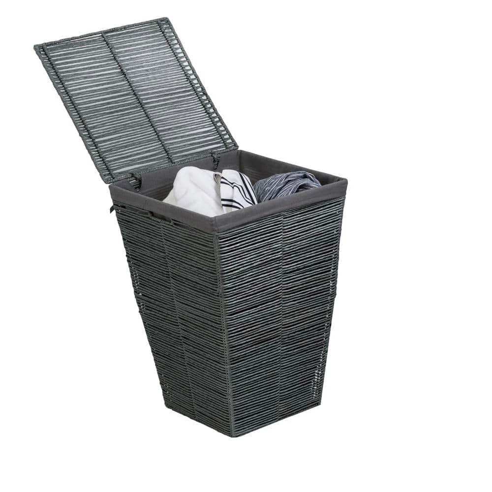 Coastal Collection Grey Rolled Paper Laundry Hamper by Honey-Can-Do 5 Coastal Collection Grey Rolled Paper Laundry Hamper by Honey-Can-Do - Image 3