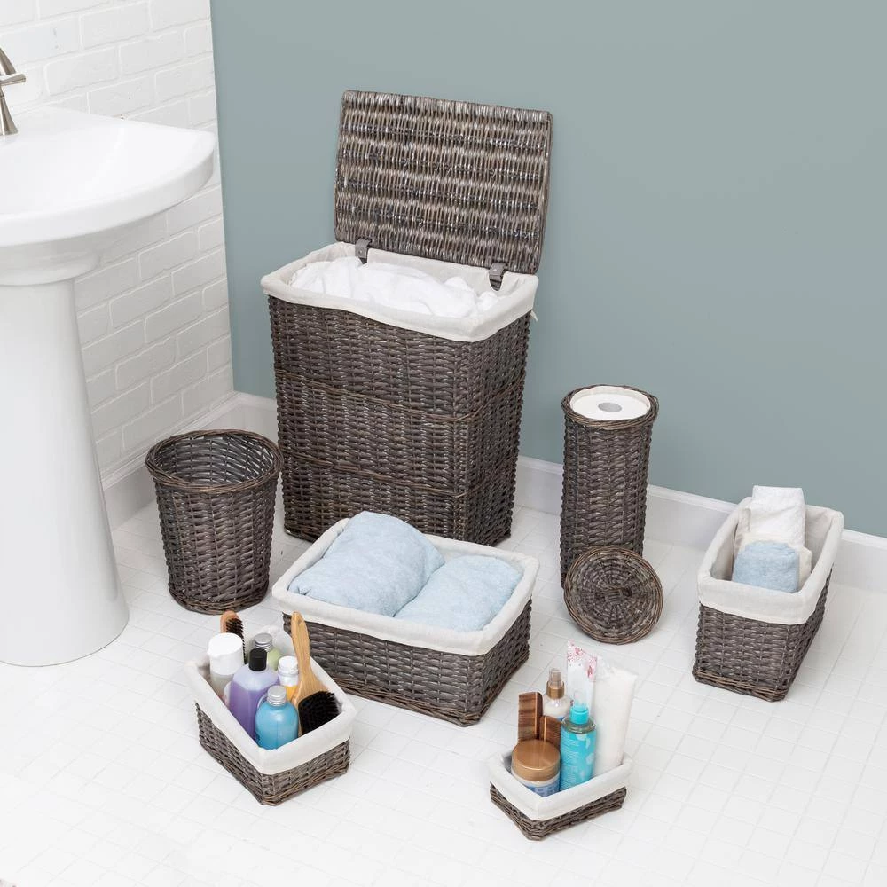Gray Split Willow Woven Bathroom Storage Basket 7-Piece Set by Honey-Can-Do 10 Gray Split Willow Woven Bathroom Storage Basket 7-Piece Set by Honey-Can-Do - Image 8