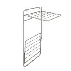 45 in. H x 21 in. W x 18.5 in. D Wall-Mounted or Over-the-Door 2-Tier Retractable Drying Rack in Gray by Honey-Can-Do -Carnegy Avenue Sales gray honey can do laundry room cabinets dry 09792 4f 1000