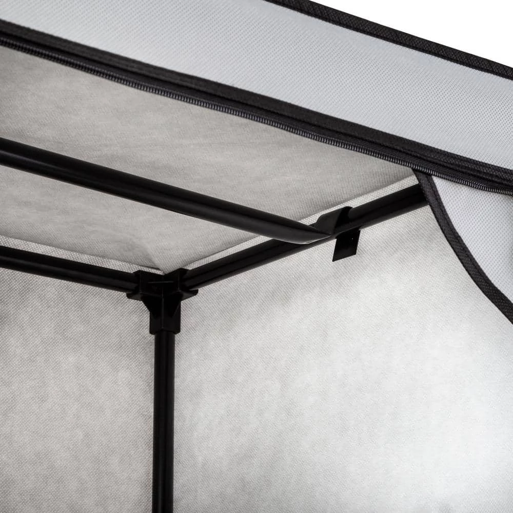 62.2 in. H x 27.17 in. W x 18.11 in. D Gray Non-Woven and Steel Portable Closet with Cover and Side Pockets by Honey-Can-Do 6 62.2 in. H x 27.17 in. W x 18.11 in. D Gray Non-Woven and Steel Portable Closet with Cover and Side Pockets by Honey-Can-Do - Image 4