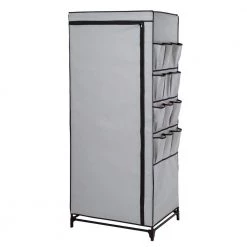 62.2 in. H x 27.17 in. W x 18.11 in. D Gray Non-Woven and Steel Portable Closet with Cover and Side Pockets by Honey-Can-Do
