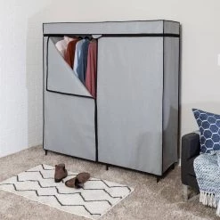 63 in. H x 60 in. W x 18 in. D Gray Steel Portable Closet with Double Doors and Cover by Honey-Can-Do -Carnegy Avenue Sales gray honey can do portable closets wrd 09198 31 1000
