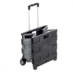 Neutral Plastic Rolling 2-Wheeled Crate Cart in Black and Grey by Honey-Can-Do -Carnegy Avenue Sales gray honey can do utility carts crt 08454 4f 1000