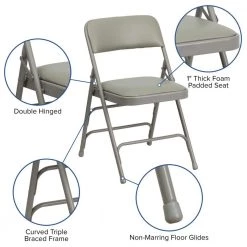Gray Vinyl/Gray Frame Metal Folding Chair (2-Pack) by Carnegy Avenue -Carnegy Avenue Sales gray vinyl gray frame carnegy avenue folding chairs cga hf 275057 gr hd 44 1000