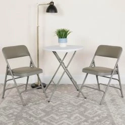 Gray Vinyl/Gray Frame Metal Folding Chair (2-Pack) by Carnegy Avenue -Carnegy Avenue Sales gray vinyl gray frame carnegy avenue folding chairs cga hf 275057 gr hd 76 1000