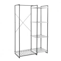 Gray and White Steel Freestanding Open Clothes Rack with Shelves (45.2 in W. x 68 in. H) by Honey-Can-Do