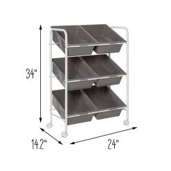 Steel and Plastic Rolling 6-Bin Craft Activity Cart in Gray/White by Honey-Can-Do 12 Steel and Plastic Rolling 6-Bin Craft Activity Cart in Gray/White by Honey-Can-Do -Carnegy Avenue Sales gray white honey can do craft storage crt 09608 4f 1000