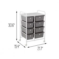 21.7 in. W x 30.6 in. H White/Gray Steel and Plastic 8-Drawer Cart by Honey-Can-Do -Carnegy Avenue Sales gray white honey can do storage drawers crt 09587 4f 1000