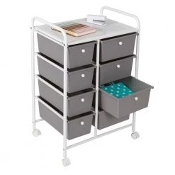 21.7 in. W x 30.6 in. H White/Gray Steel and Plastic 8-Drawer Cart by Honey-Can-Do