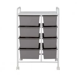 21.7 in. W x 30.6 in. H White/Gray Steel and Plastic 8-Drawer Cart by Honey-Can-Do -Carnegy Avenue Sales gray white honey can do storage drawers crt 09587 76 1000