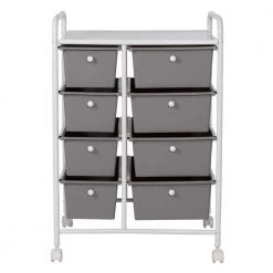 21.7 in. W x 30.6 in. H White/Gray Steel and Plastic 8-Drawer Cart by Honey-Can-Do -Carnegy Avenue Sales gray white honey can do storage drawers crt 09587 fa 1000